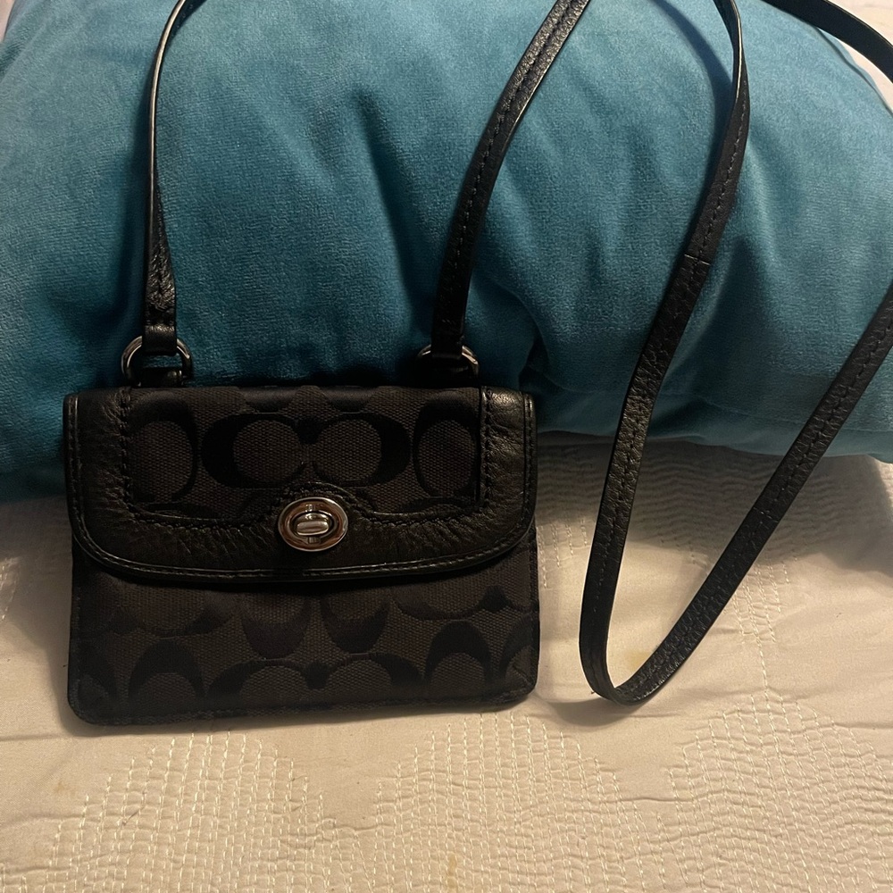 Black Coach crossbody wallet